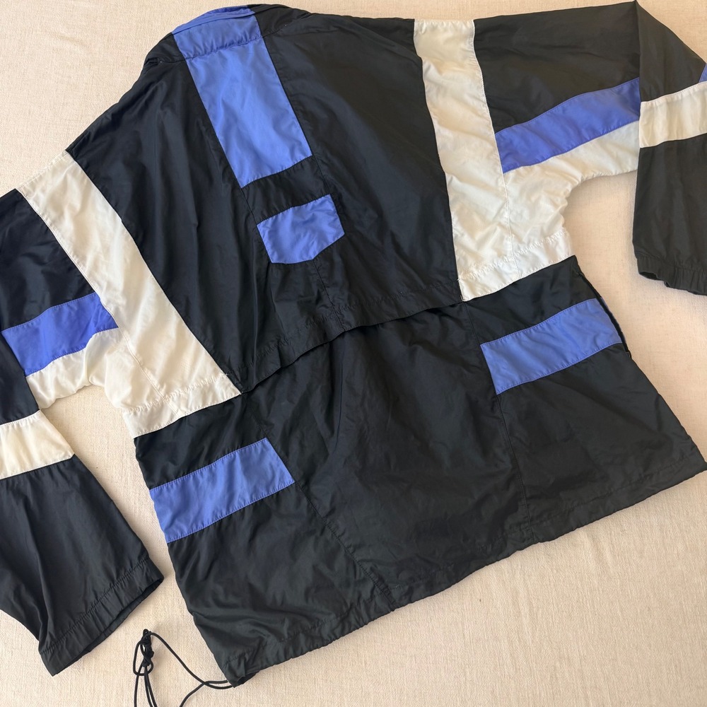 Vintage Nike Windbreaker Jacket Mens Medium Black Blue Colorblock 90s Sportswear - Picture 8 of 9